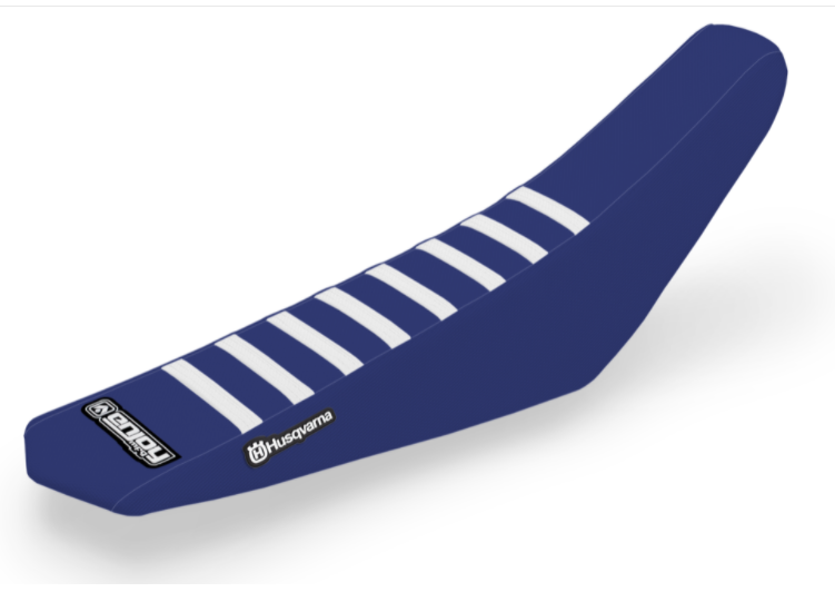 Enjoy Manufacturing Husqvarna Seat Cover TC 50 2024 - 2025 Ribbed Logo, Husqvarna Blue / White
