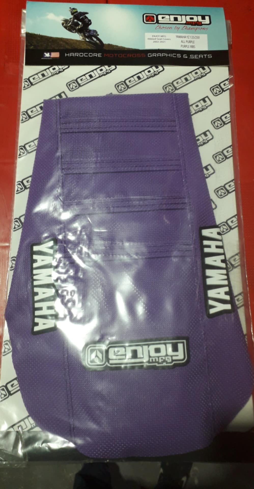 Enjoy Manufacturing Yamaha Seat Cover YZ 125 YZ 250 2002 - 2021 Ribbed Logo, All Purple