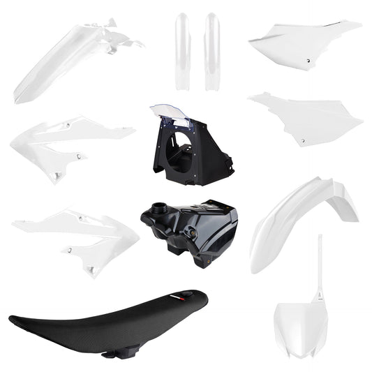 Polisport Yamaha Plastic Kit YZ 125 YZ 250 2002 - 2021 FULL RESTYLE with Petrol Tank, Seat  & Airbox, White