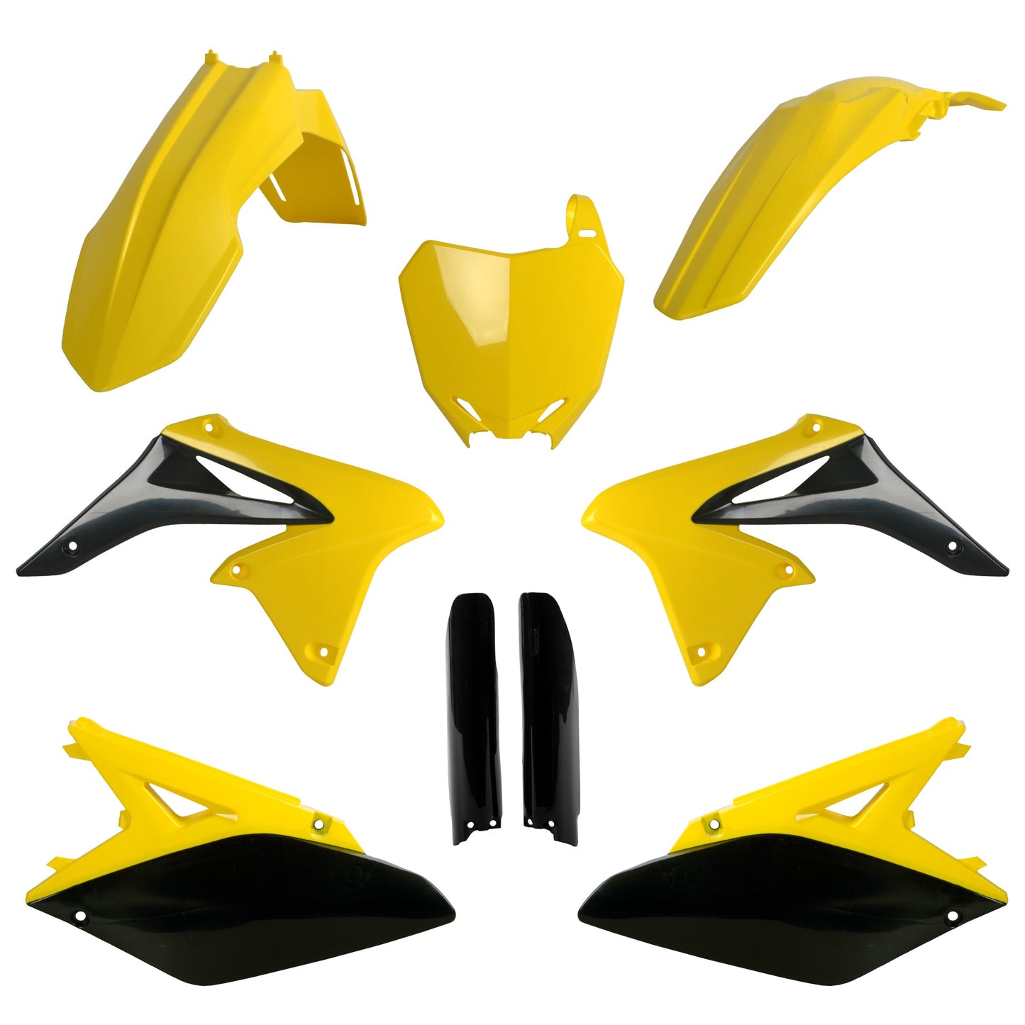 Polisport Suzuki Plastic Kit with Fork Guards RMZ 250 2010 - 2018, OEM Yellow Black