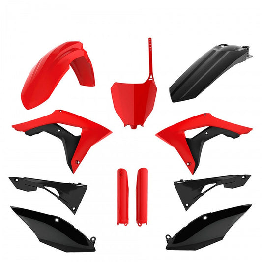 Polisport Honda Plastic Kit with Fork Guards CRF 250 R 2018 - 2021 CRF 450 R 2017 - 2020, Red & Black