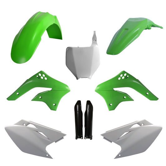 Polisport Kawasaki Plastic Kit with fork guards KXF 450 2006 - 2008, OEM Green White