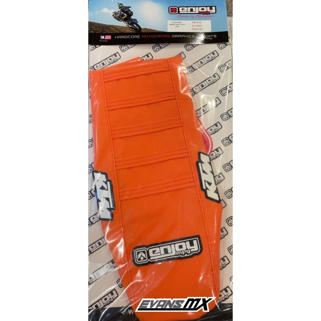 Enjoy Manufacturing KTM Seat Cover SX SXF 2019 - 2022 EXC EXCF 2020 - 2023 Ribbed Logo, All Orange