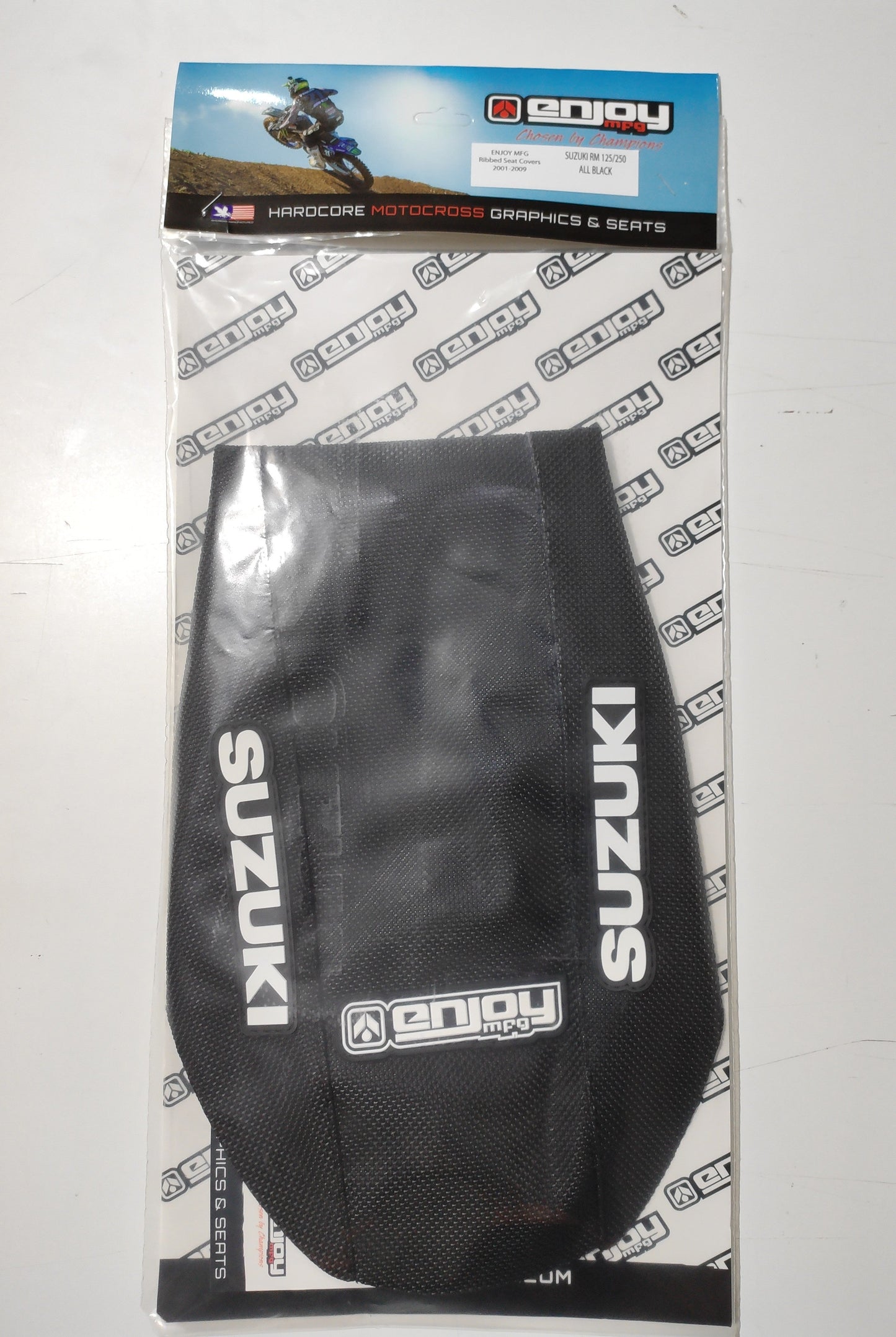 Enjoy Manufacturing Suzuki Seat Cover RM 125 RM 250 1996 - 2000 STD Logo, All Black