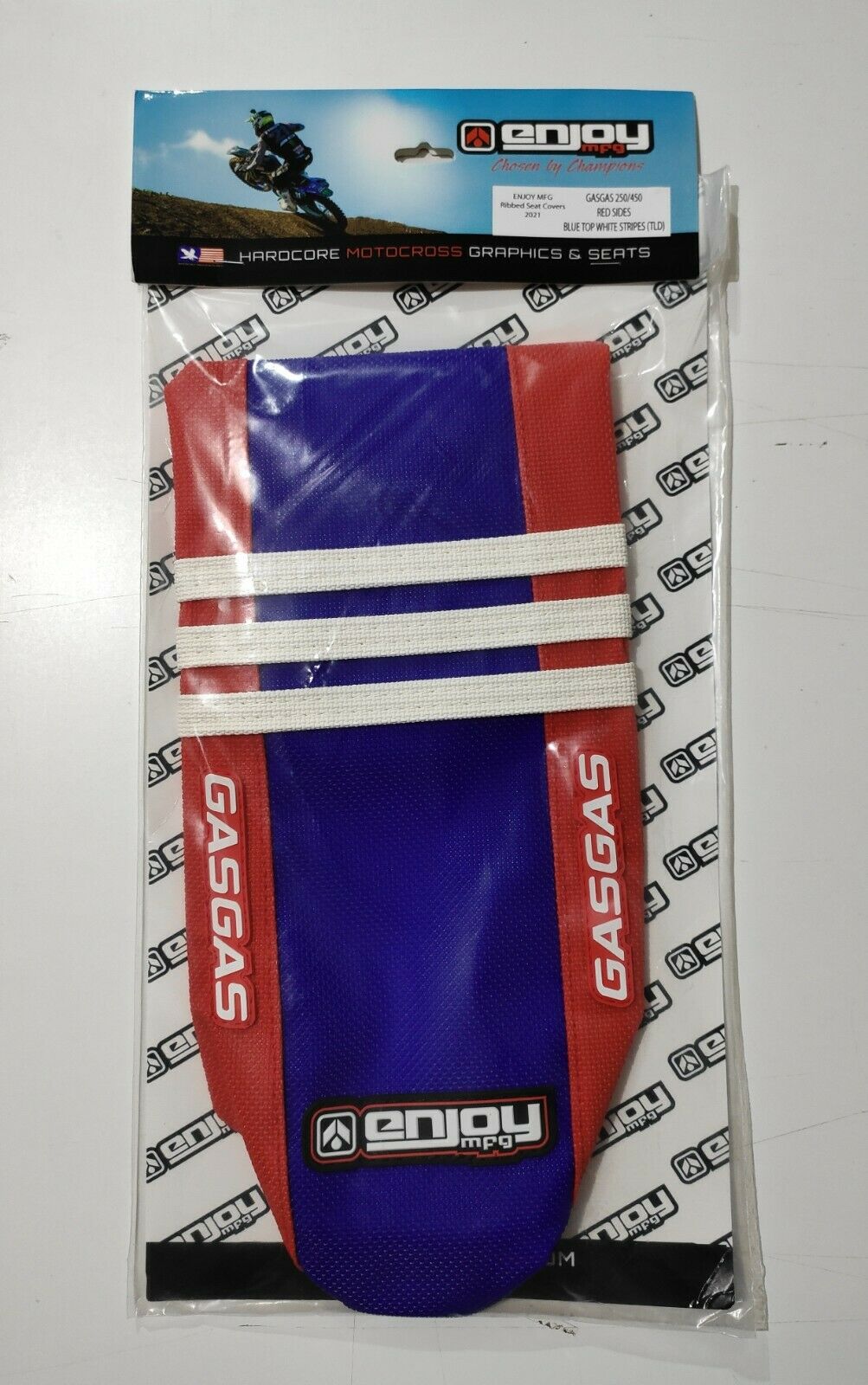 Enjoy Manufacturing Gas Gas seat cover MC 65 2021 - 2023 Ribbed Logo, Red / Blue TLD