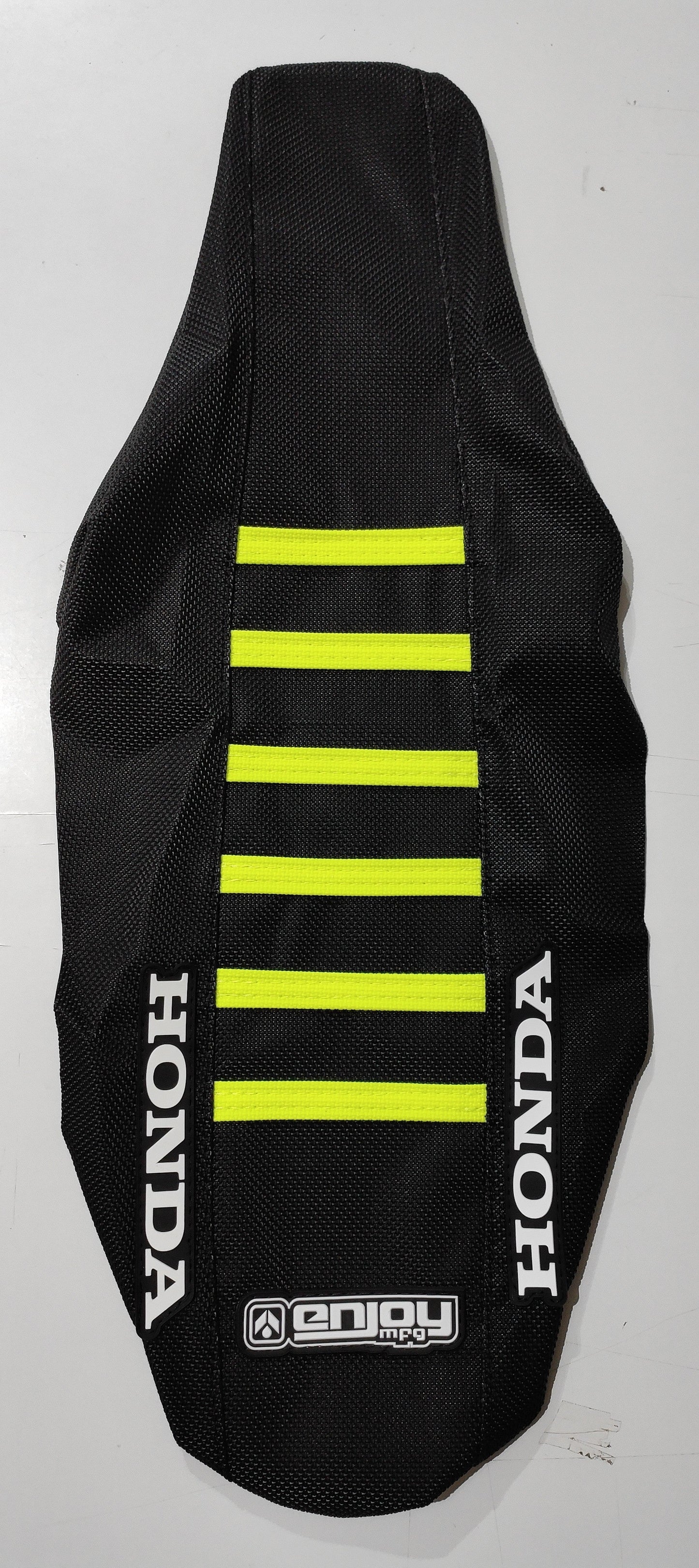 Enjoy Manufacturing Honda Seat Cover CR 125 CR 250 2002 - 2007 Ribbed Logo, Black / Neon