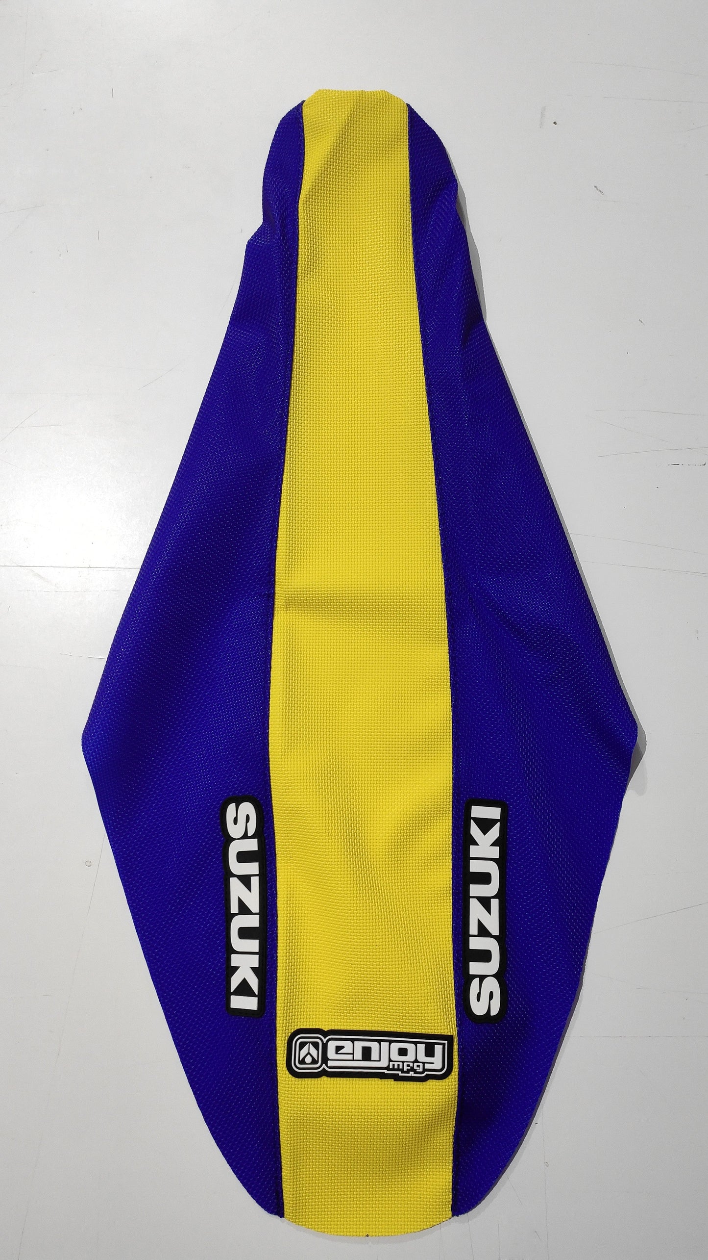 Enjoy Manufacturing Suzuki Seat Cover RM 125 RM 250 2001 - 2008 STD Logo, Blue / Yellow