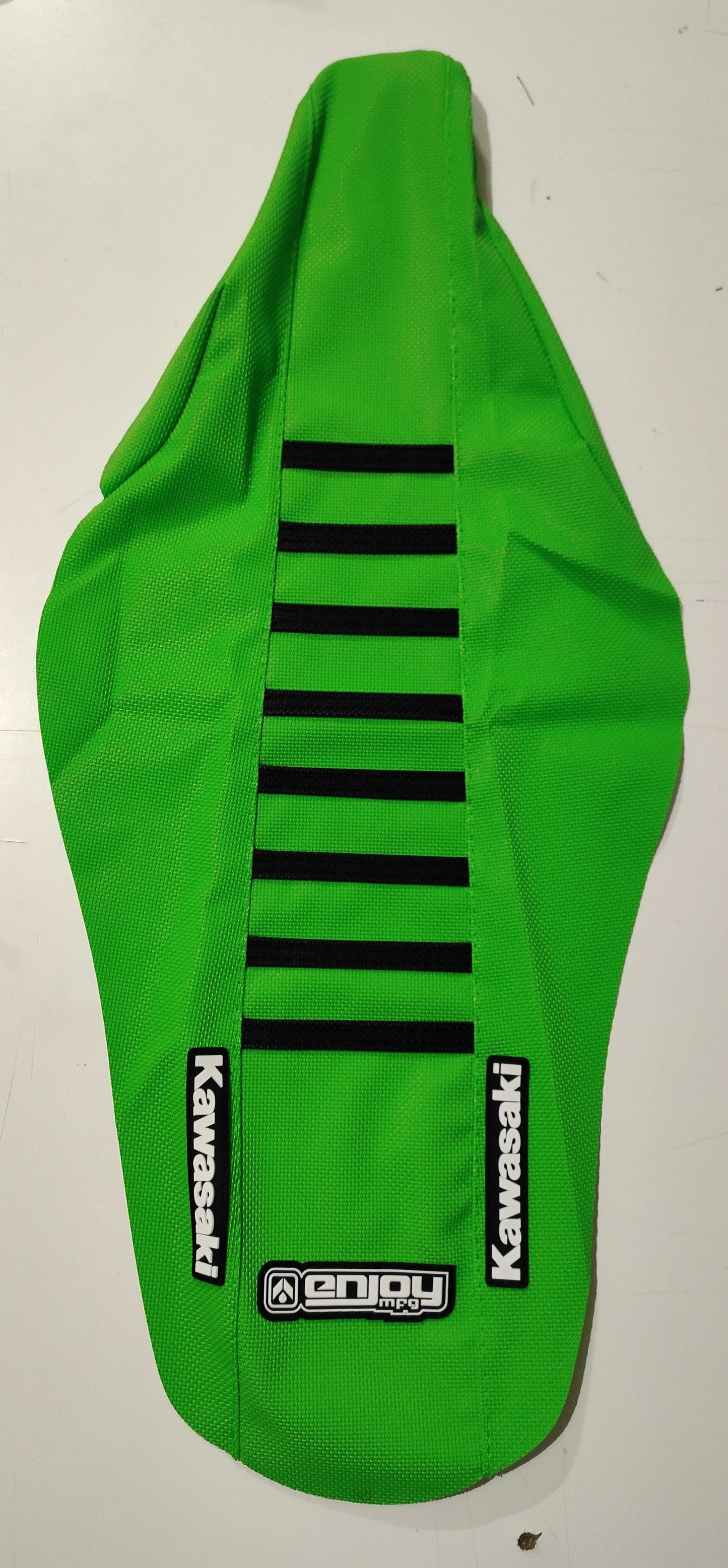 Enjoy Manufacturing Kawasaki Seat Cover KXF 450 2016 - 2018 Ribbed Logo, Green / Black