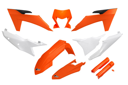 UFO Plastic Kit KTM EXC EXCF 2024 - 2025, OEM24 Orange & White