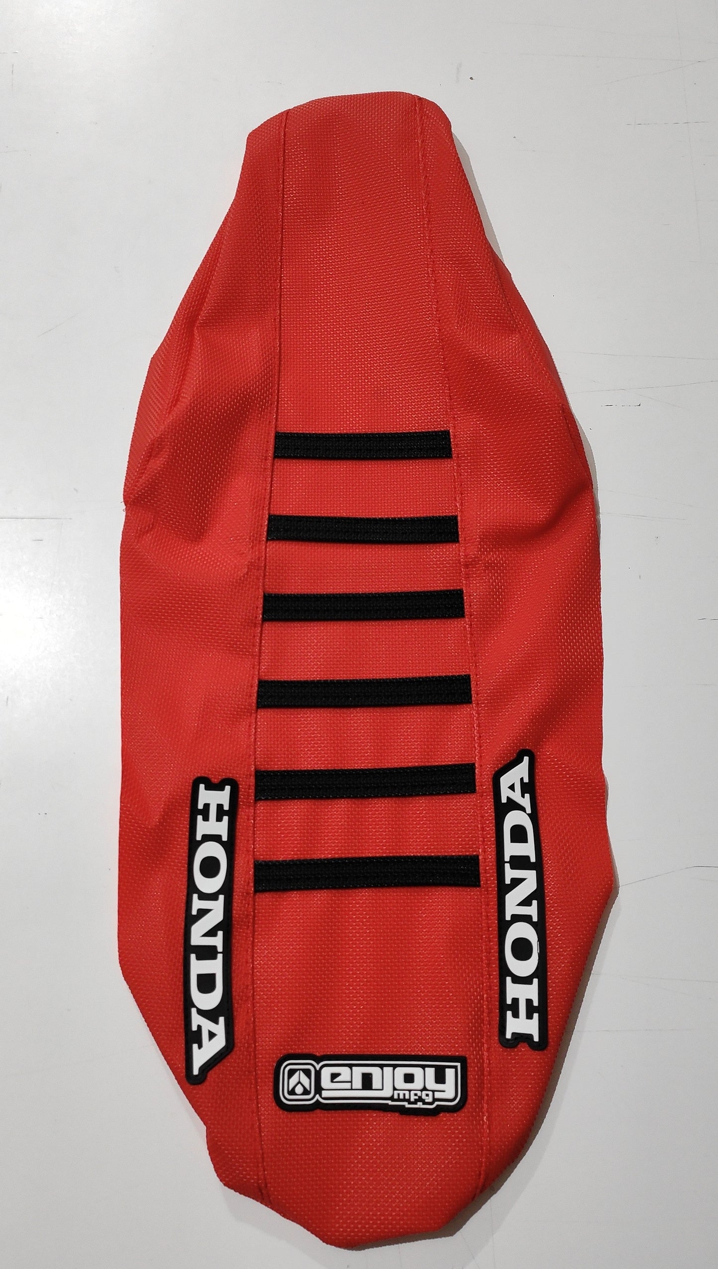 Enjoy Manufacturing Honda Seat Cover CR 125 1993 - 1997 CR 250 1992 - 1996 Ribbed Logo, Red / Black