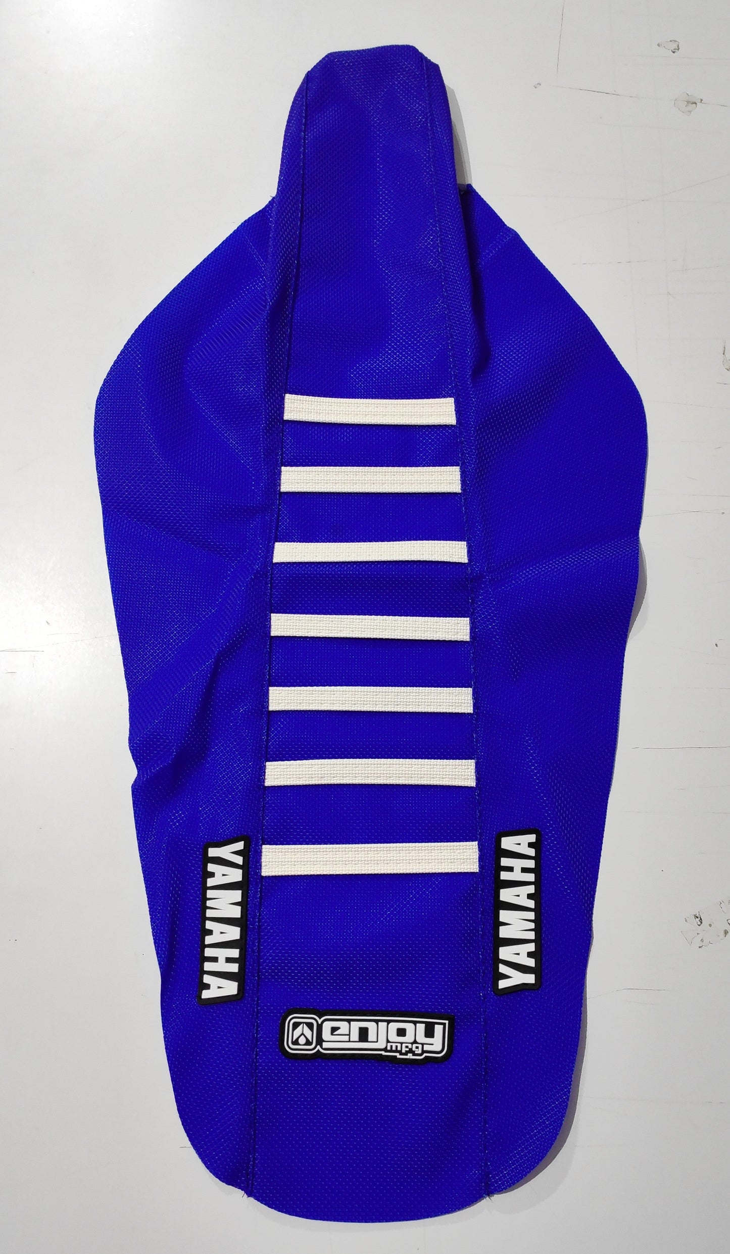 Enjoy Manufacturing Yamaha Seat Cover YZF 450 2010 - 2013 Ribbed Logo, Blue / White