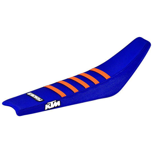 Enjoy Manufacturing KTM Seat Cover SX 65 2016 - 2022 Ribbed Logo, Blue / Orange